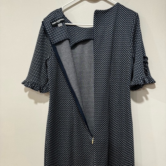 Karl lagerfeld blue  and White Polka Dot Dress 12 - Picture 7 of 10